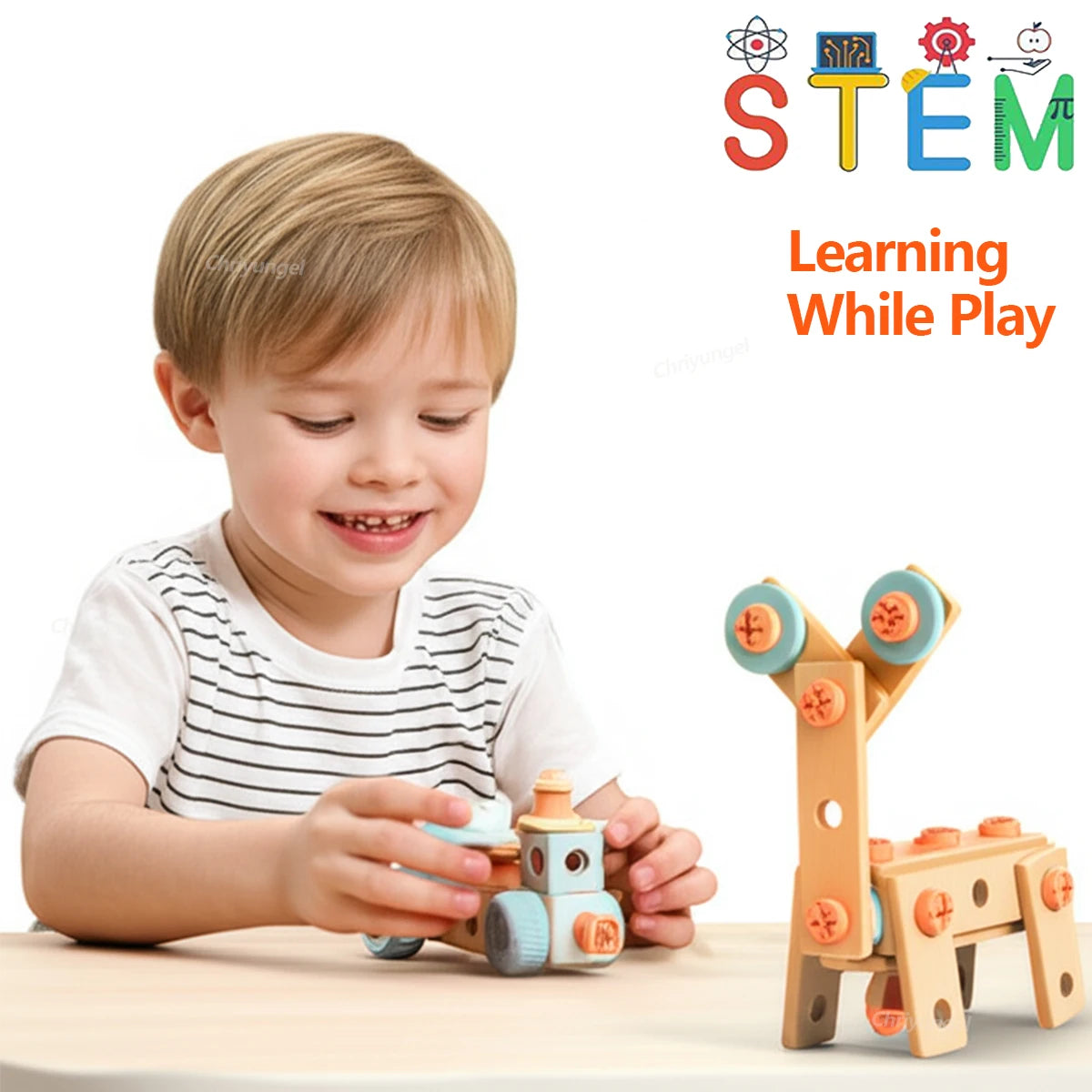 مجموعة أدوات المهندس الصغير DIY مع حفار كهربائي | ألعاب STEM ومونتيسوري +3 سنوات | نُمو